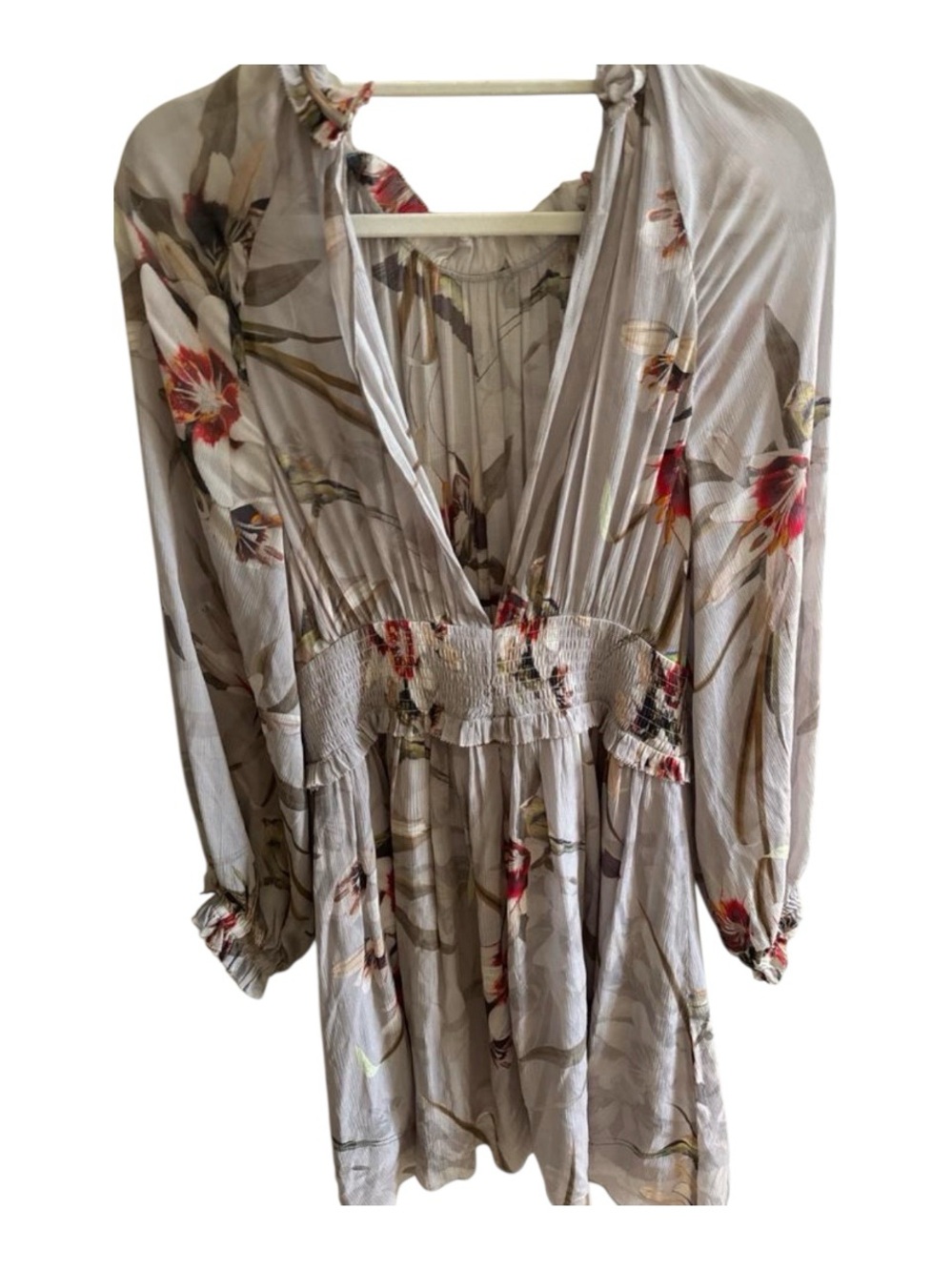 AllSaints Cream Dress with Red Floral Accents - Picture 4 of 12
